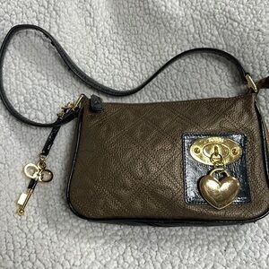 Super cute Bobbi Sharif Genuine Leather Bag, Black & Bronze with black trim